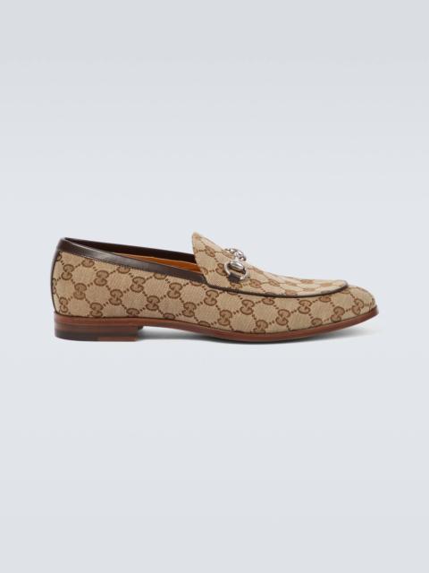 Horsebit GG canvas leather-trimmed loafers