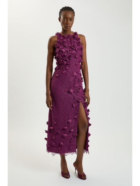 KAREN MILLEN Petal Applique Lace Woven Midi Dress