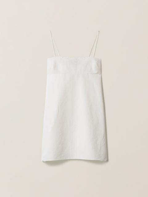 Miu Miu Embroidered slubbed canvas mini-dress