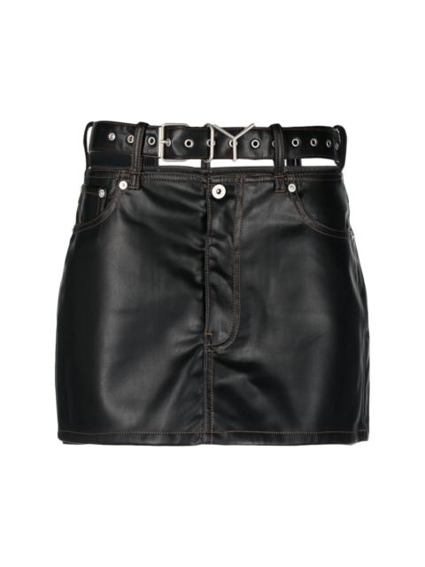 Y/Project Y-belt faux-leather mini skirt