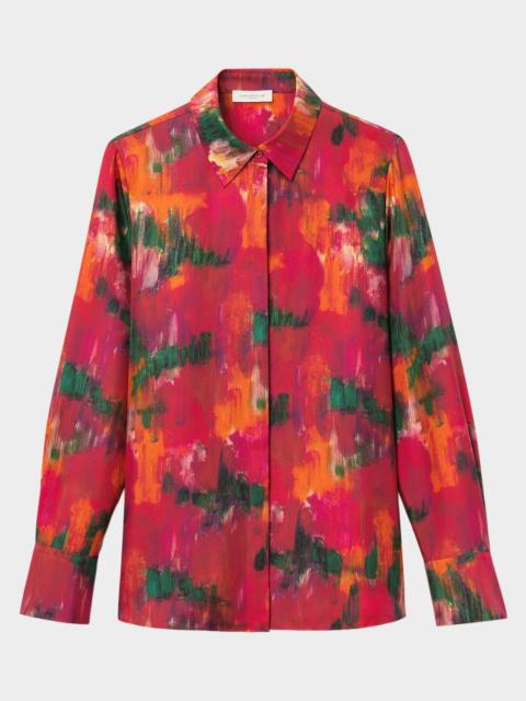 Lafayette 148 New York Scottie Blossom-Print Silk Twill Blouse