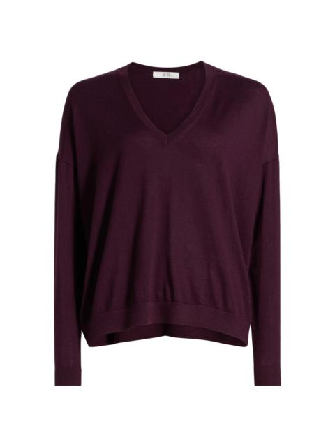 CO Women's V-Neck Cashmere Sweater - Aubergine