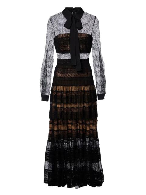 ELIE SAAB lace-tie midi dress
