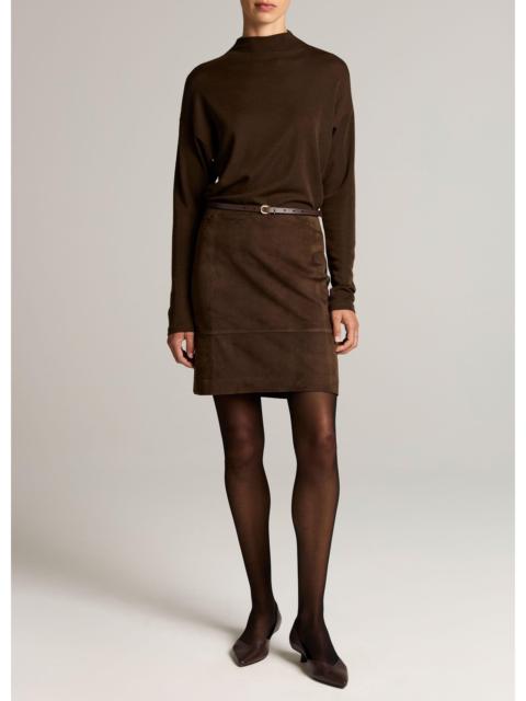 Vince Suede High-Waist Knee Skirt