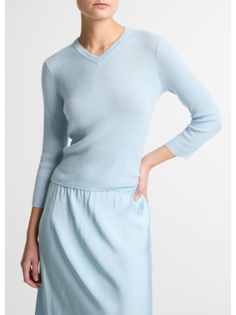 Vince Cashmere-Silk High V-Neck Sweater