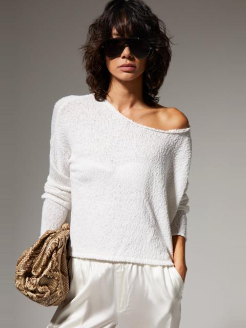 SPRWMN COTTON BOUCLÉ OFF SHOULDER SWEATER