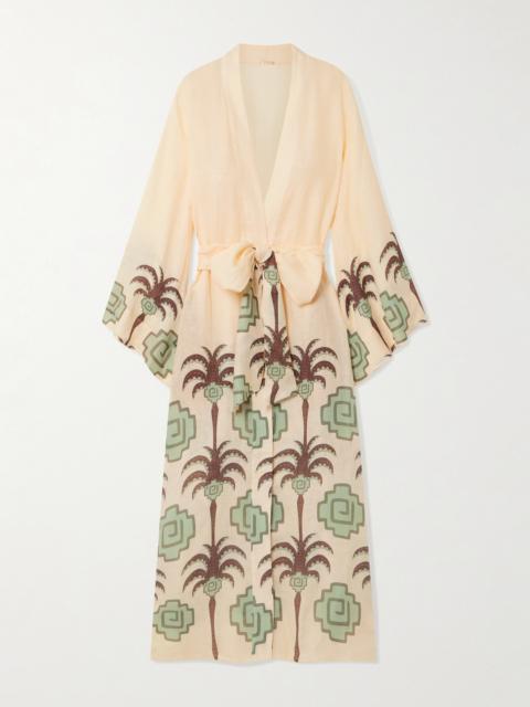 Johanna Ortiz Boa Whisper Belted Printed Linen Coverup