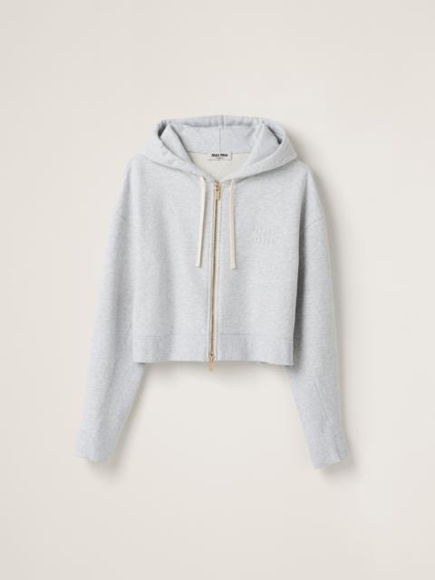 Miu Miu Embroidered cotton fleece hoodie