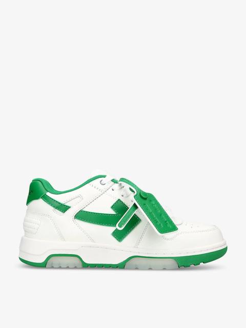 Off-White OOO logo-embroidered leather low-top trainers