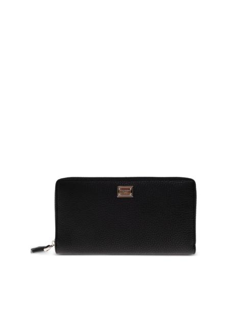 Dolce & Gabbana logo-plaque pebbled leather wallet