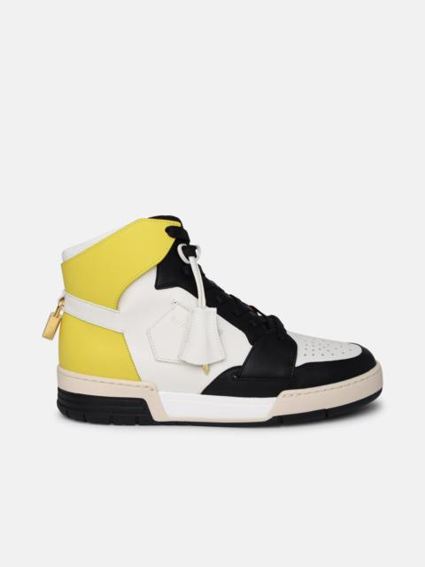 'AIR JON' WHITE AND YELLOW LEATHER SNEAKERS
