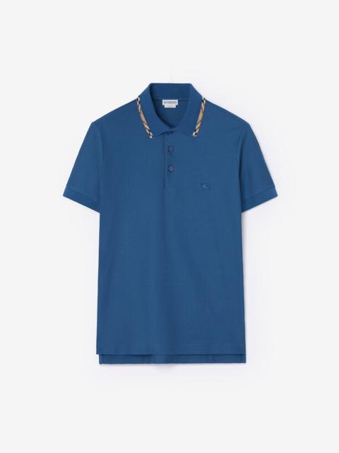 Burberry Check Trim Cotton Polo Shirt