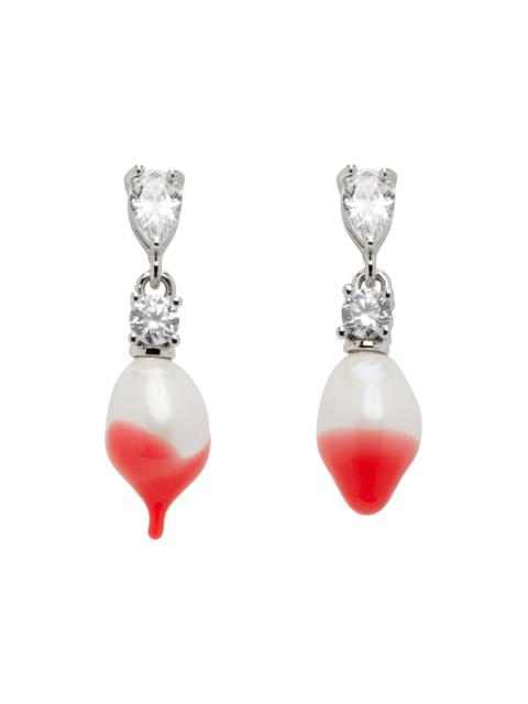 OTTOLINGER Silver & Pink Pearl Drop Earrings