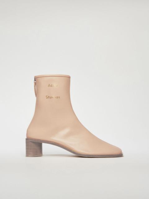 Acne Studios Branded leather boots ecru beige