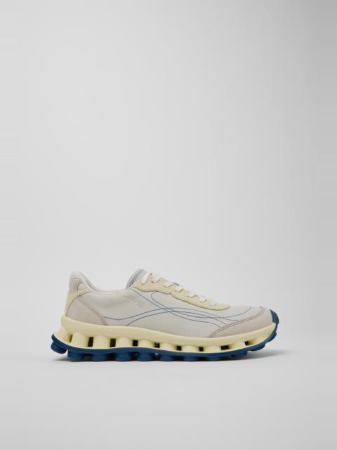 CAMPER Pelotissima White and Beige Leather and Nubuck Sneakers for Men.