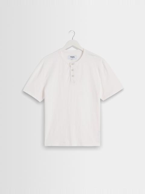 Wax London Hill - Off White Slub Organic Cotton Henley T-Shirt