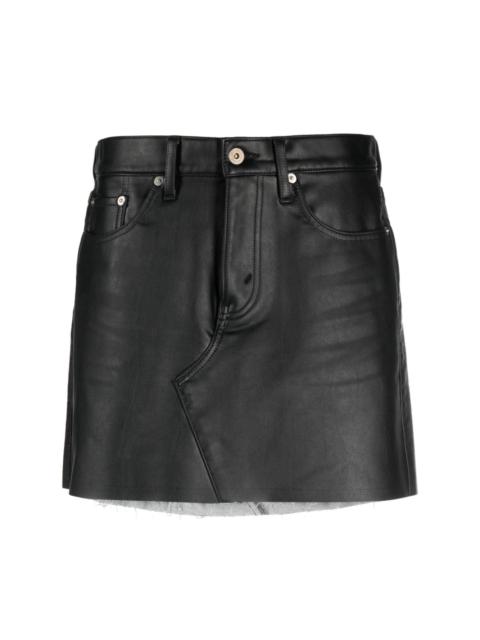 raw-cut faux-leather miniskirt