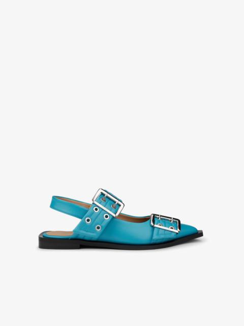 GANNI BLUE FEMININE BUCKLE BALLERINAS