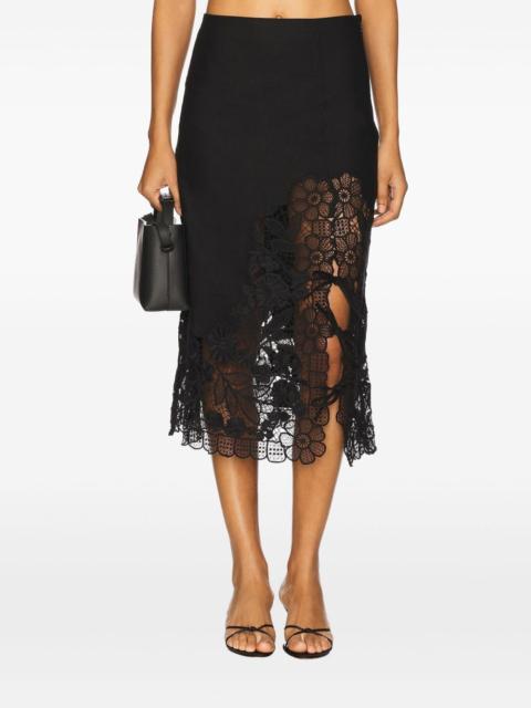 Sea scallop-hem lace-insert skirt