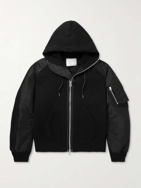 sacai Sponge Padded Cotton-Blend Jersey and Nylon Zip-Up Hoodie