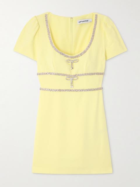 self-portrait Crystal-embellished Crepe Mini Dress