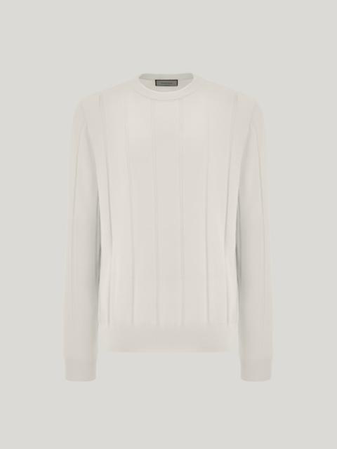 Canali MILK-COLORED EXTRA-FINE MERINO WOOL CREW NECK