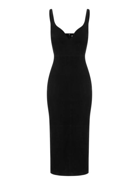 ALEX PERRY Suede Midi Dress black