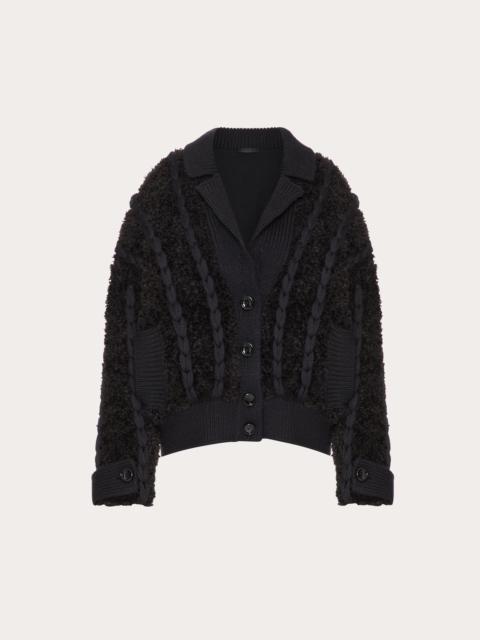 Valentino EMBROIDERED MOHAIR WOOL KNIT JACKET