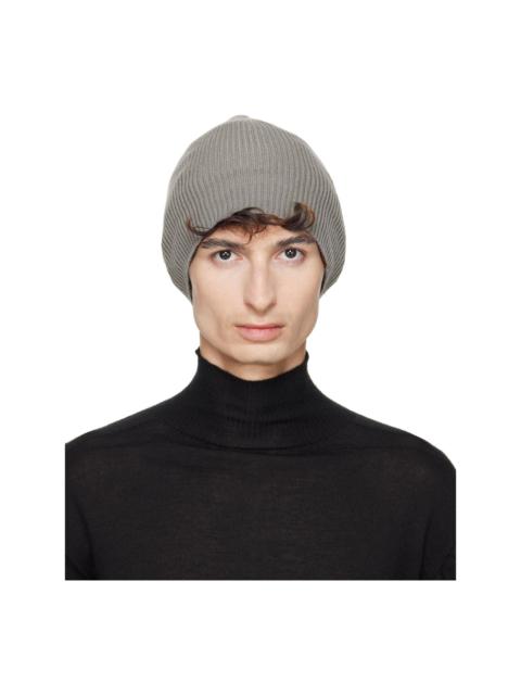 Rick Owens Taupe Tower Ribbed Beanie