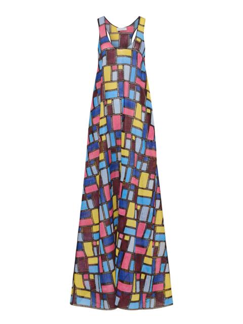 GABRIELA HEARST Niki Patchwork Embroidered Maxi Dress in Aurora Multi Linen