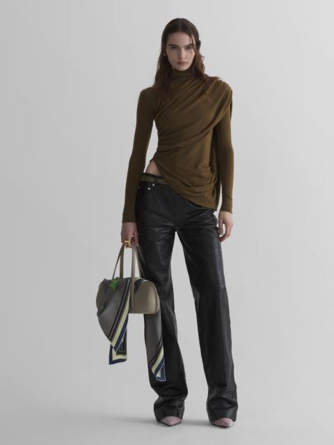 MUGLER black low waist masculine leather pants