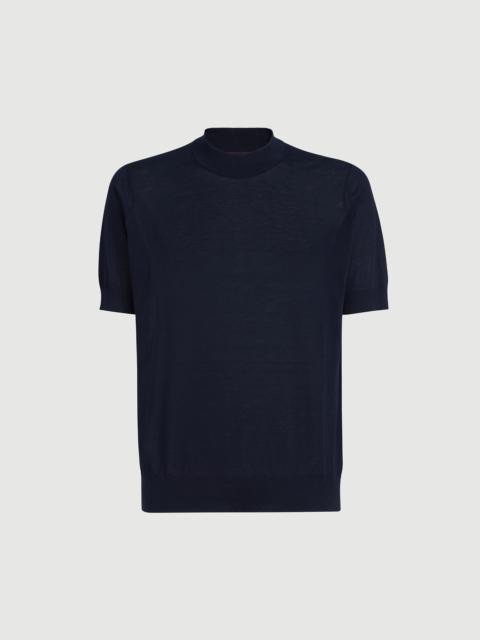 Brunello Cucinelli Lightweight silk and cotton knit T-shirt with mock neck