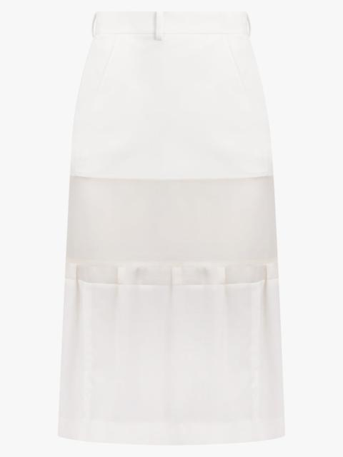 sacai SHEER PANEL LAYERED MIDI SKIRT | OFF WHITE