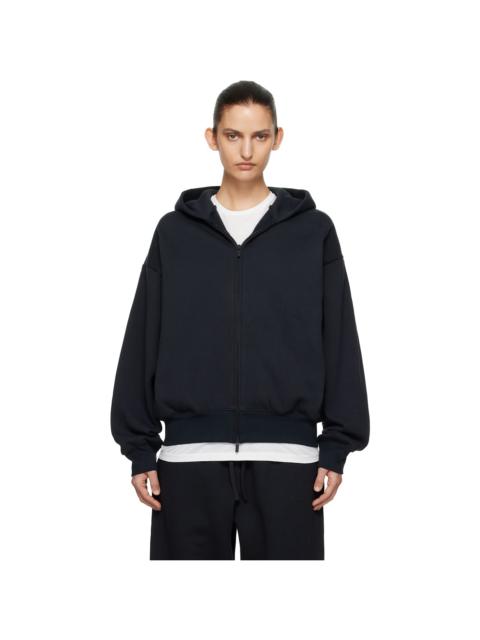 ESSENTIALS Black Classic Zip-Up Hoodie