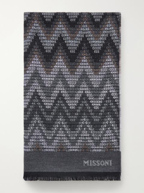 Missoni Striped Crochet-Knit Wool Scarf