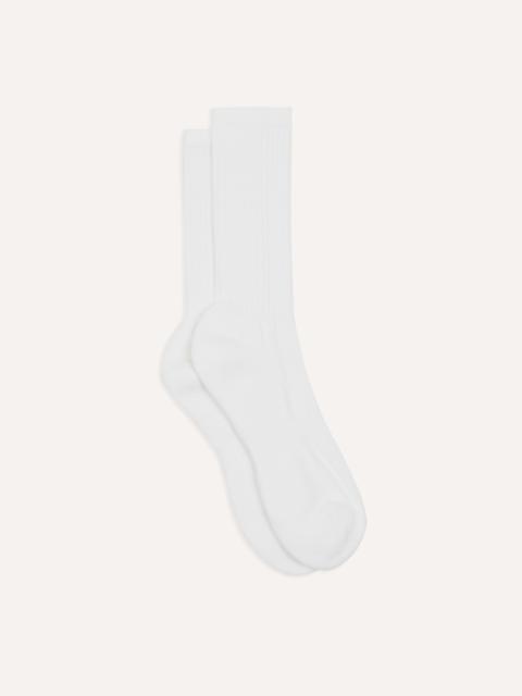 Drake's White Cotton Sports Socks