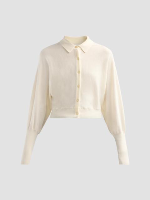 LELA ROSE Women's Core Wool Crop Cardigan - Cream