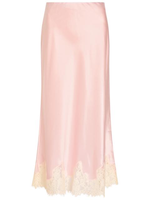 Reformation Reformation Carolina Lace-trim Silk Skirt