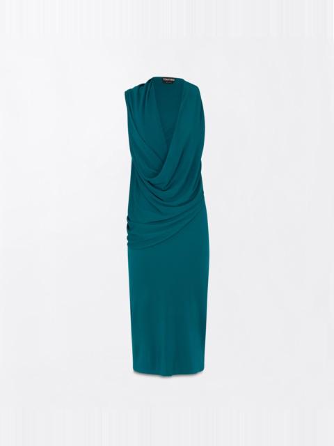 TOM FORD CREPE JERSEY ASYMMETRIC DRAPED COCKTAIL DRESS