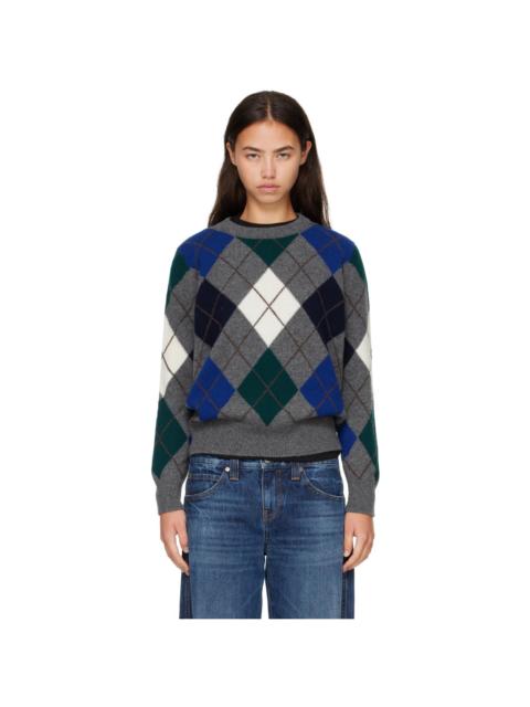 &DAUGHTER Gray Ava Argyle Crewneck Sweater