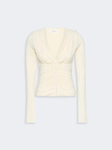 Sportmax BEATO Long-sleeved viscose jersey top - WHITE