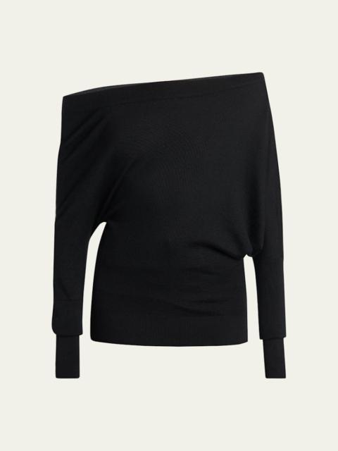 TOM FORD Wool-Silk Asymmetric Off-Shoulder Sweater