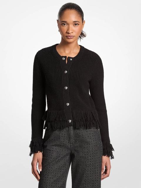 MICHAEL KORS Knit Fringed Cardigan