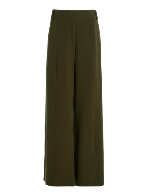 Another Tomorrow Double Face High-Rise Stretch-Wool Pants green
