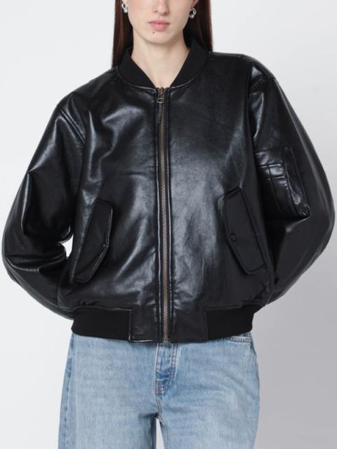ANINE BING Black regenerated-leather bomber
