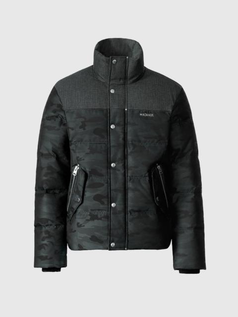 MACKAGE EVERETT-JC Technical Camo Down Jacket With Contrast Yoke