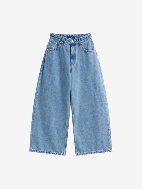 The Frankie Shop Palmi Cropped Barrel Leg Jeans - Medium Wash