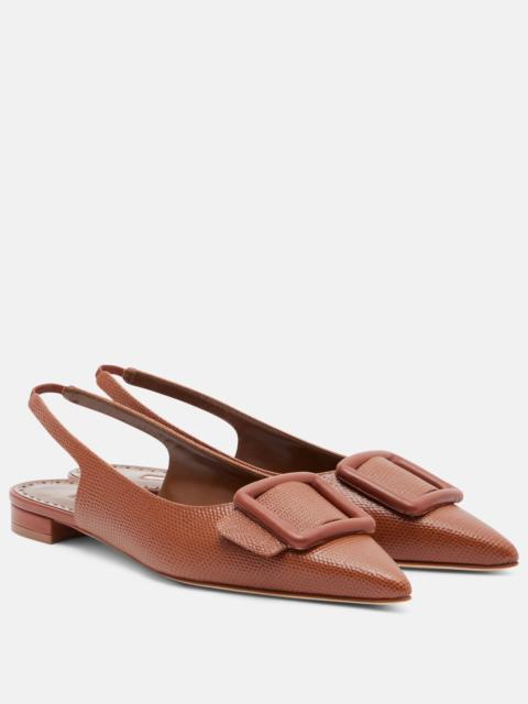 Manolo Blahnik Maylura croc-effect leather slingback flats
