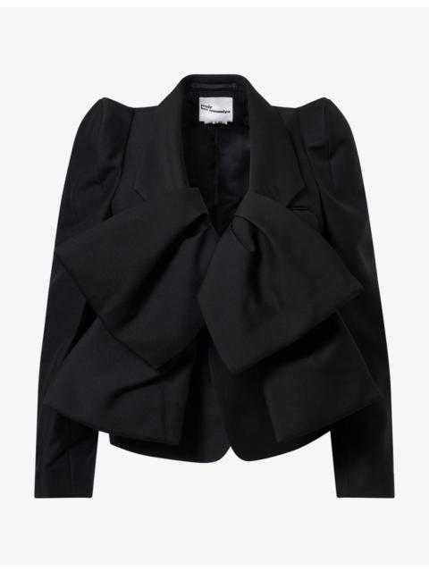 Noir Kei Ninomiya Oversized-Bow Notch-Lapel Wool Jacket