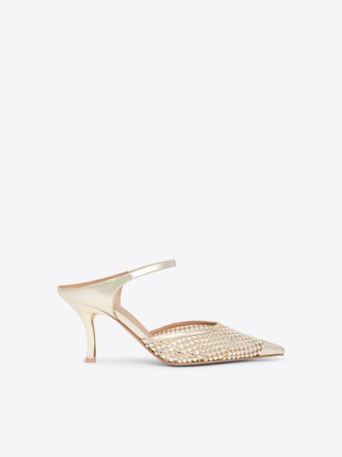 MALONE SOULIERS Vega 70 Gold Crystal Leather Mules